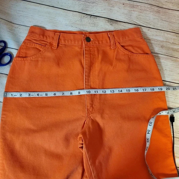 YFSC Basics Size 11 Vintage 90s Solid Tangerine Orange High Waisted Mom Jeans - Picture 11 of 11